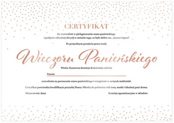 Pamiątka CERTYFIKAT Wieczór Panieński Różowe Złoto