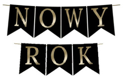 Baner NOWY ROK Czarno Złoty, 1kpl.