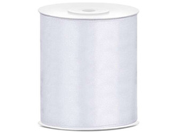 Tasiemka satynowa, biały, 100mm/25m