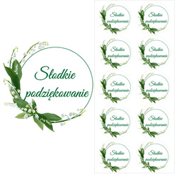 Naklejki Słodkie Podziękowanie KONWALIE 50mm 10szt