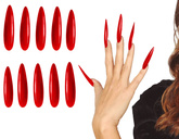 CZERWONE Sztuczne Długie PAZNOKCIE Szpony 12szt.