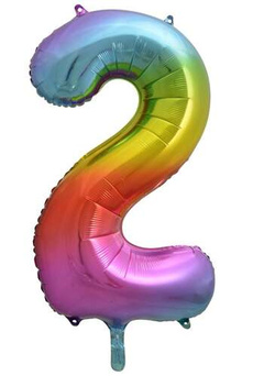 Balon foliowy Cyfra 2, tęczowa, 85 cm