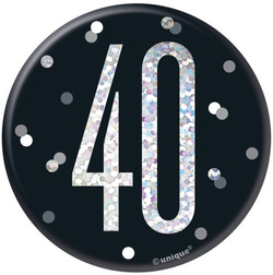 Przypinka Broszka Metalowa 40 Urodziny Czarna