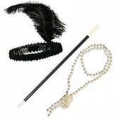 Zestaw Damski Lata 20: opaska, perły, cygaretka