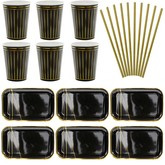Zestaw: Kubeczki Talerzyki Słomki Czarny Złoty