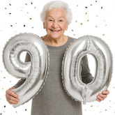 Zestaw Balonów Foliowych Liczba 90, srebrne, 100cm