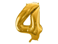 Balon foliowy Cyfra "4", złoty, 86cm, 1szt.