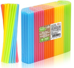 Słomki Plastikowe Wielokrotnego Użytku Mix 200szt