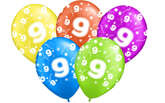 Balony z nadrukiem na 9 urodziny  "9" - 5 szt.