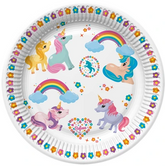 Talerzyk papierowy Jednorożec śr. 23 cm, 8 szt.
