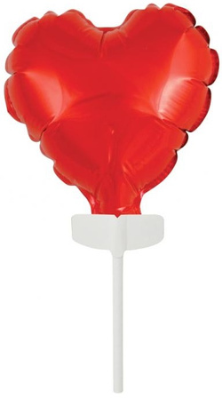 Balon na Tort Topper SERCE Patyczku CZERWONE 8cm