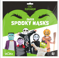 Maski papierowe Halloween Monsters 24x23cm 6szt.