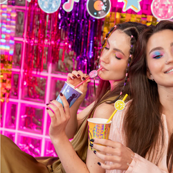 Słomki Papierowe Kolorowe Retro Disco Lata 80 6szt