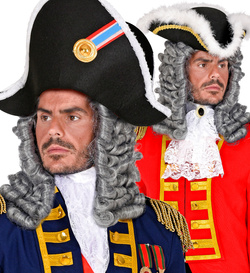 Włosy PERUKA Męska Szara Kapitan Statku Dowódca