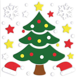 Dekoracja Ozdoba Żelowa na Okno CHOINKA Zima