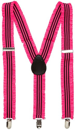 Neonowe Różowe Szelki Disco Lata 80 Strój Party