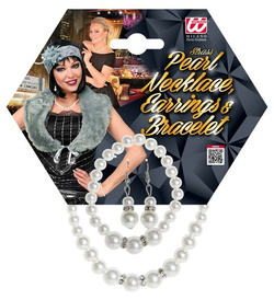 Perłowy Zestaw LATA 20 Naszyjnik Bransoletka Kolcz