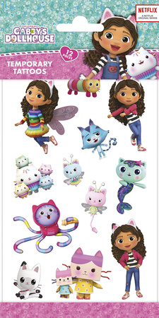 Tatuaże Zmywalne KOCI DOMEK GABI Bajka 12szt.
