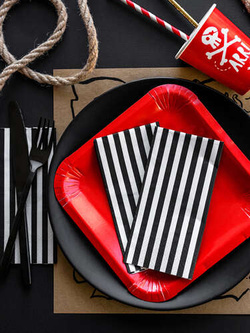 Serwetki Paski, czarny, 33 x 33cm, 20 szt.