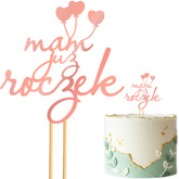 Topper na Tort MAM JUŻ ROCZEK Balony RÓŻOWE ZŁOTO