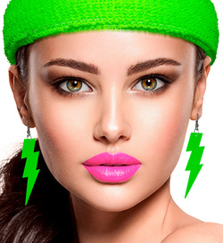 Kolczyki NEONOWE BŁYSKAWICE Pioruny ZIELONE Disco