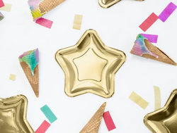 Talerzyki Papierowe ZŁOTE GWIAZDKI 23cm 6szt.