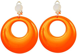 KOLCZYKI Klipsy Koła Neon POMARAŃCZOWE Disco