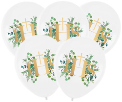 Balony Komunijne IHS Eukaliptus, 12cali, 5szt.