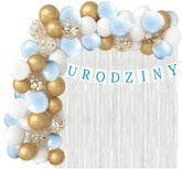 Zestaw Girlanda Balonowa Baner URODZINY Różowa