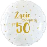 Balon foliowy Życie zaczyna się po 50, 45cm, 1szt.