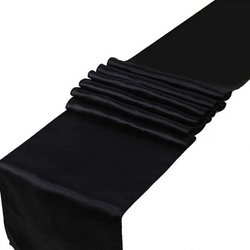 Satyna Gładka Bieżnik Dekoracja CZARNY 0,16 x 9m