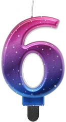 Świeczka na Tort  Cyfra 6 Metalik Nocne Niebo 8cm
