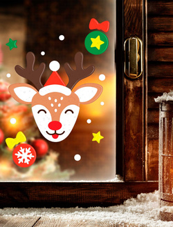 Dekoracja Ozdoba Żelowa na Okno RENIFER Zima