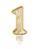 Świeczka B&C cyferka "1", złoty kontur, 1op.