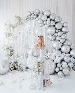 Balon okrągły Glossy 60 cm, srebrny 1 szt.