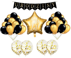 Zestaw Urodzinowy, Baner Czarny, Balony