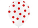 Balony 14'' białe w czerwone kropki, 5 szt.