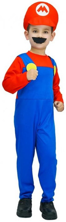 Kostium Strój Czerwony Hydraulik Mario 110/120 cm