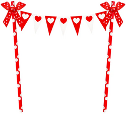 Topper na tort czerwone kropki, serca 1 szt.