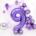 Balon foliowy cyfra 9 fioletowy 100cm