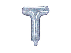 Balon foliowy Litera "T" 35cm holograficzny 1 szt.