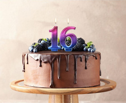 Świeczka na Tort Cyfra 6 Metalik Nocne Niebo 8cm