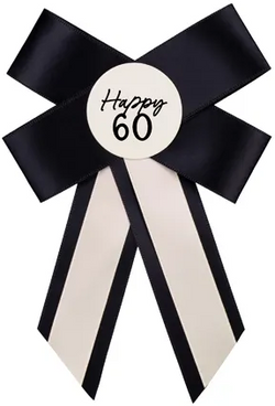 Kotylion Happy 60 URODZINY Kremowo-Czarny 11x17cm