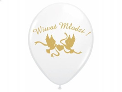 Balon z nadrukiem "Gołąbki Wiwat ..." biały 5 szt