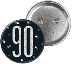 Przypinka Broszka Metalowa 90 Urodziny Czarna