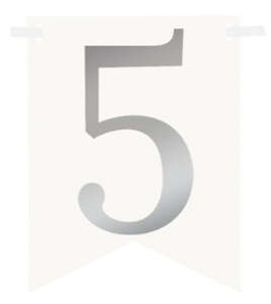 Flagietka, Cyfra 5, Srebrna, 1 szt.