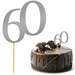 Topper na Tort LICZBA 60 Urodziny SREBRNY