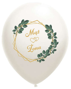 Balon Weselny Biały Ślub Mąż Żona 14 cali, 1 szt
