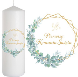 ŚWIECA Świeczka Komunijna na Stół HEKSAGON 25cm