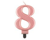 Świeczka cyferka 8, różowo-złota, 8 cm, 1 szt.